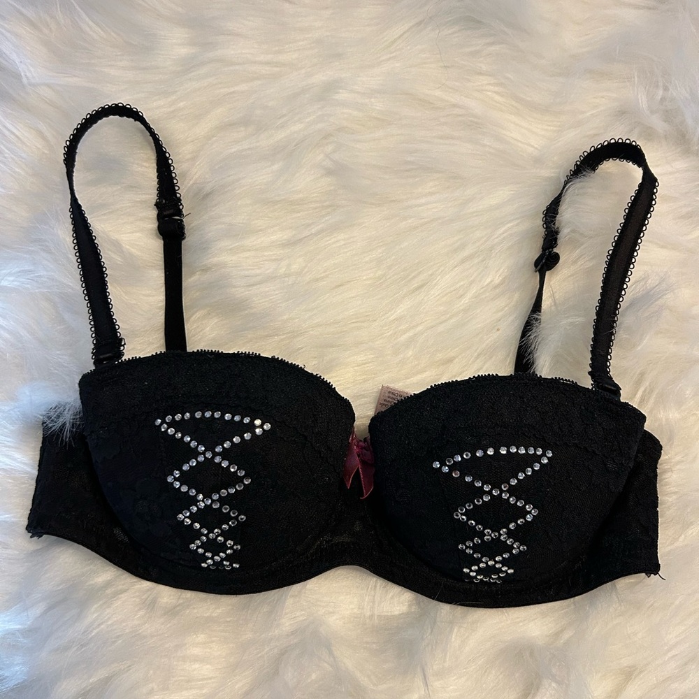 Chic Black Lace Bra with Sparkling Accents❤️32B - Picture 9 of 9